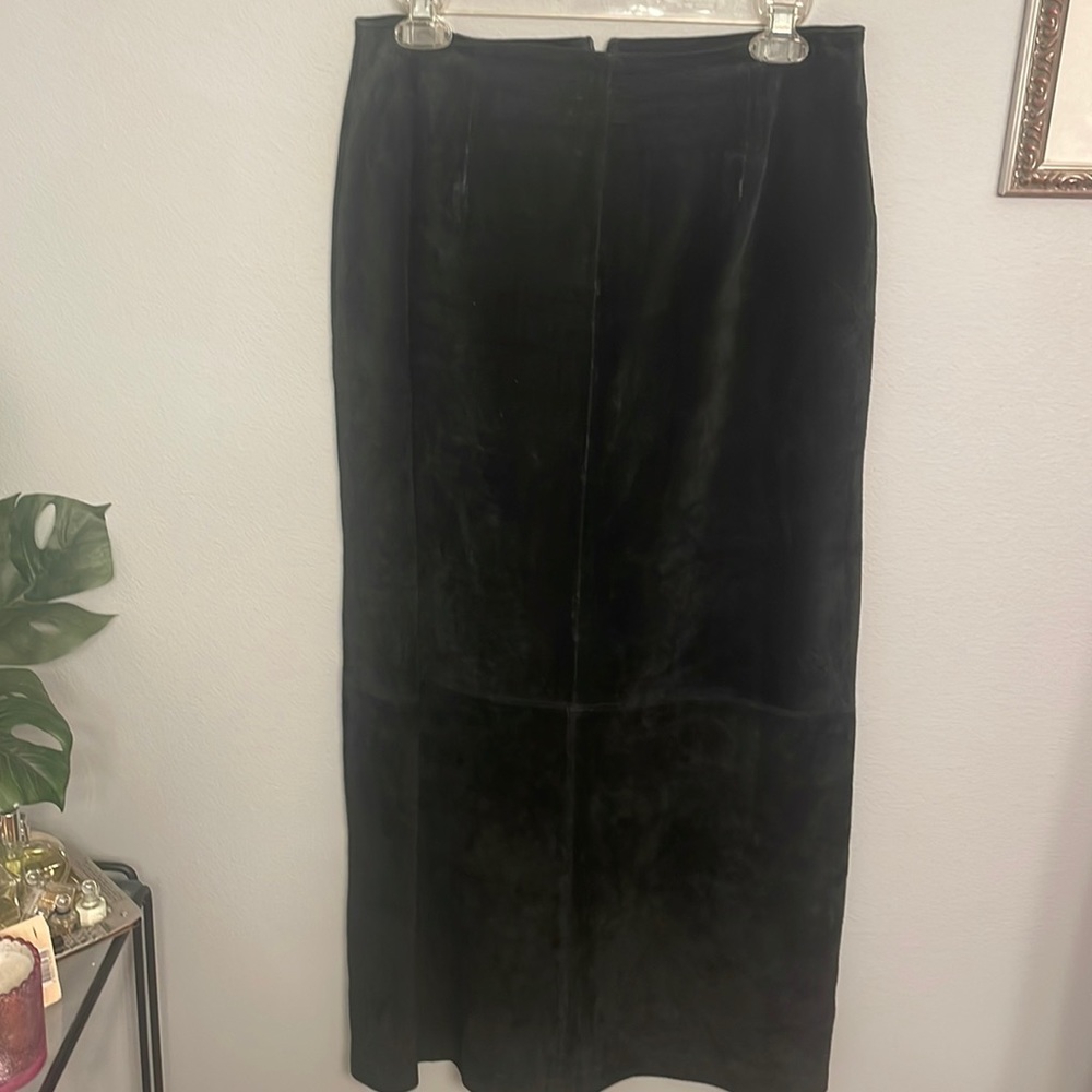 AMI Black Midi Suede Skirt size 10